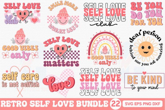 Retro Self-love SVG Bundle Graphics & T-Shirt Designs