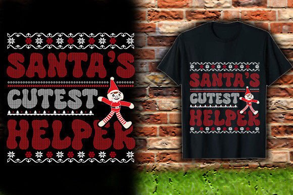 Santa's Cutest Helper Graphic for T-Shirt Designs