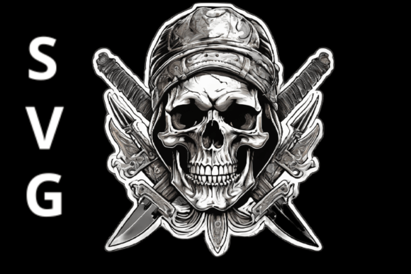 Skull with Cross Knives SVG: Bold Graphics for T-Shirt Designs