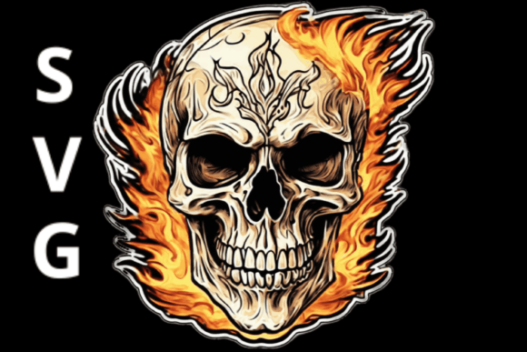 Skull with Flames SVG 3: Bold Graphics for T-Shirt Designs