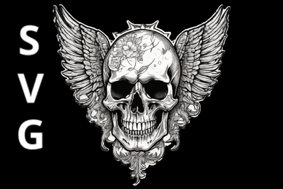 Skull with Wings SVG for Bold Graphics & T-Shirt Designs